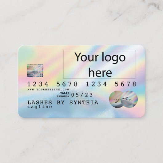 Holograaf Unicorn Dripp Creditcard voegt je logo t Visitekaartje (Voorkant)