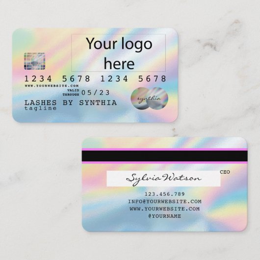 Holograaf Unicorn Dripp Creditcard voegt je logo t Visitekaartje (Voorkant / Achterkant)