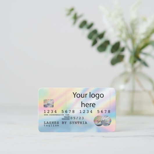 Holograaf Unicorn Dripp Creditcard voegt je logo t Visitekaartje (Staand voorkant)