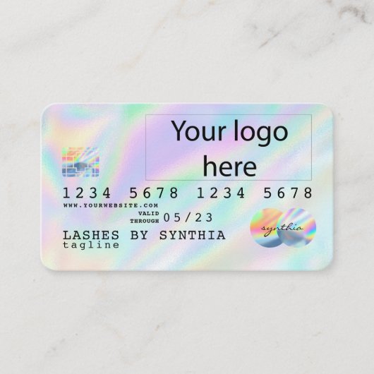 Holograaf Unicorn Dripp Creditcard voegt je logo t Visitekaartje (Voorkant)