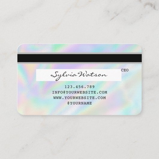 Holograaf Unicorn Dripp Creditcard voegt je logo t Visitekaartje (Achterkant)