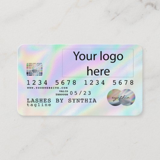 Holograaf Unicorn Dripp Creditcard voegt je logo t Visitekaartje (Voorkant)