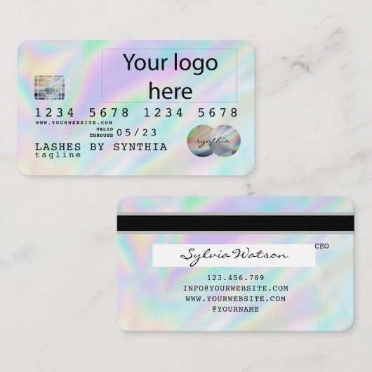 Holograaf Unicorn Dripp Creditcard voegt je logo t Visitekaartje (Voorkant / Achterkant)