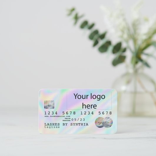 Holograaf Unicorn Dripp Creditcard voegt je logo t Visitekaartje (Staand voorkant)