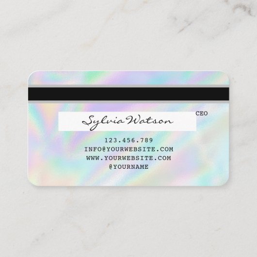 Holograaf Unicorn Dripp Creditcard voegt je logo t Visitekaartje (Achterkant)