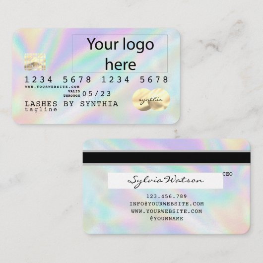 Holograaf Unicorn Dripp Creditcard voegt je logo t Visitekaartje (Voorkant / Achterkant)