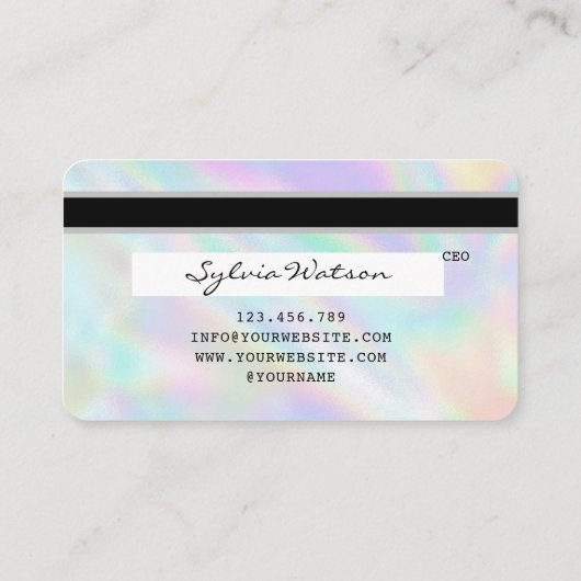 Holograaf Unicorn Dripp Creditcard voegt je logo t Visitekaartje (Achterkant)