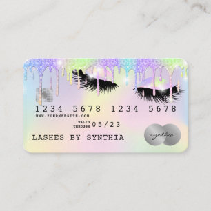 Holograaf Unicorn Dripping Creditcard Lashes Visitekaartje