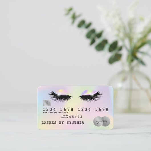 Holograaf Unicorn Modern Credit Card Lashes Visitekaartje (Staand voorkant)