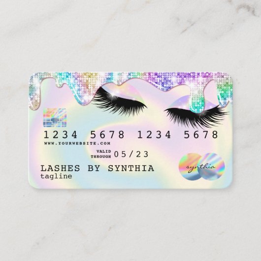 Holograaf Unicorn Modern Credit Card Lashes Visitekaartje (Voorkant)