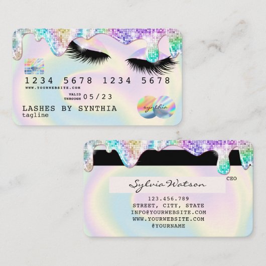 Holograaf Unicorn Modern Credit Card Lashes Visitekaartje (Voorkant / Achterkant)