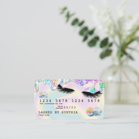 Holograaf Unicorn Modern Credit Card Lashes Visitekaartje (Staand voorkant)