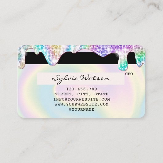 Holograaf Unicorn Modern Credit Card Lashes Visitekaartje (Achterkant)