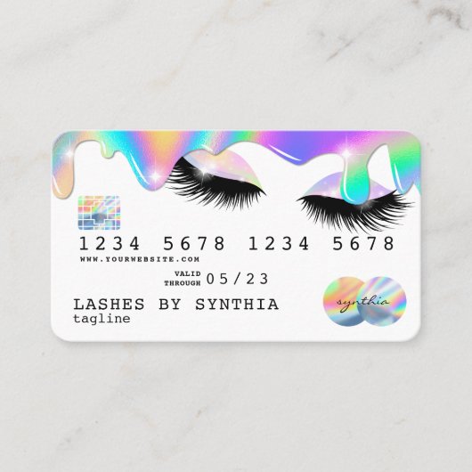 Holograaf Unicorn Modern Credit Card Lashes Visitekaartje (Voorkant)