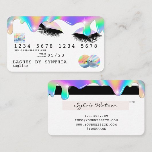 Holograaf Unicorn Modern Credit Card Lashes Visitekaartje (Voorkant / Achterkant)