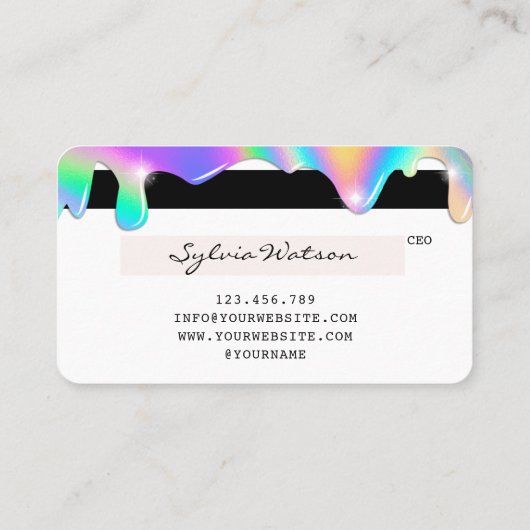 Holograaf Unicorn Modern Credit Card Lashes Visitekaartje (Achterkant)