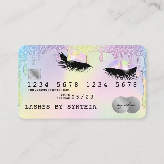 Holograaf Unicorn Modern Credit Card Lashes Visitekaartje (Voorkant)
