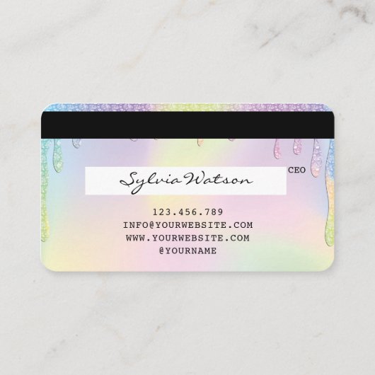 Holograaf Unicorn Modern Credit Card Lashes Visitekaartje (Achterkant)