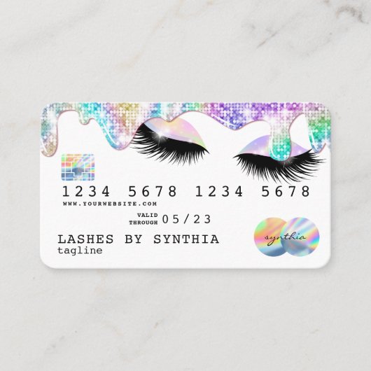 Holograaf Unicorn Modern Credit Card Lashes Visitekaartje (Voorkant)