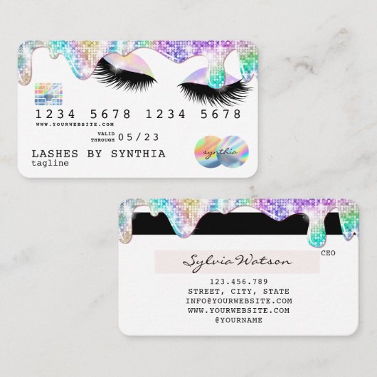 Holograaf Unicorn Modern Credit Card Lashes Visitekaartje (Voorkant / Achterkant)