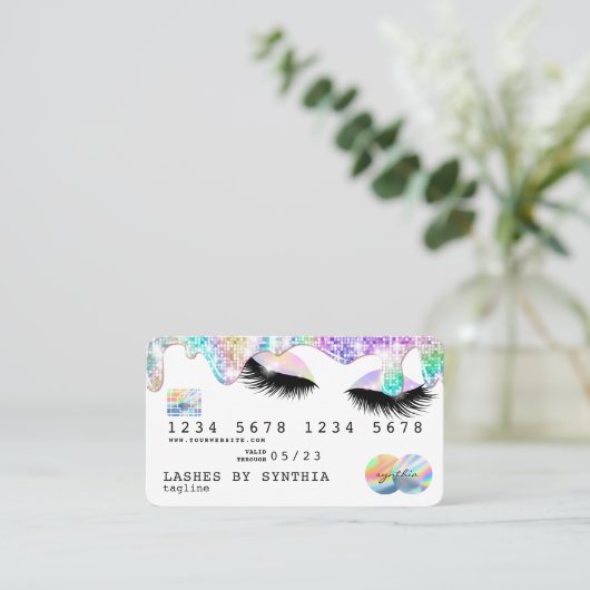 Holograaf Unicorn Modern Credit Card Lashes Visitekaartje (Staand voorkant)