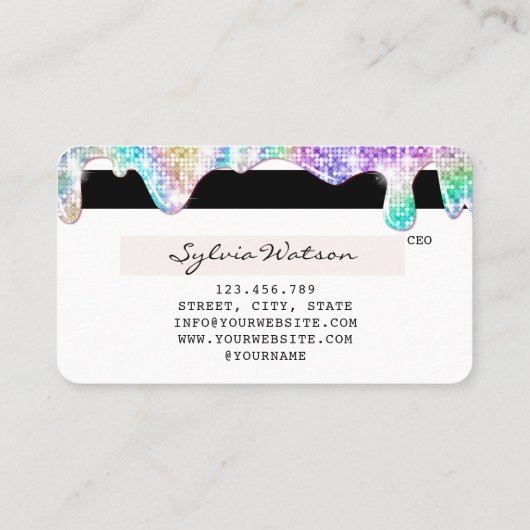 Holograaf Unicorn Modern Credit Card Lashes Visitekaartje (Achterkant)