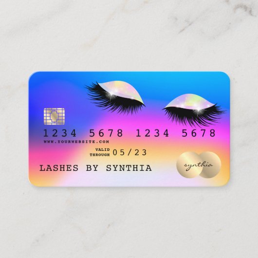 Holograaf Unicorn Modern Credit Card Lashes Visitekaartje (Voorkant)