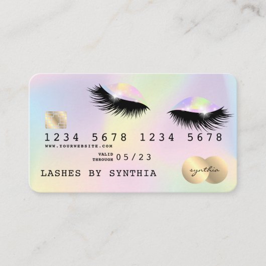 Holograaf Unicorn Modern Credit Card Lashes Visitekaartje (Voorkant)