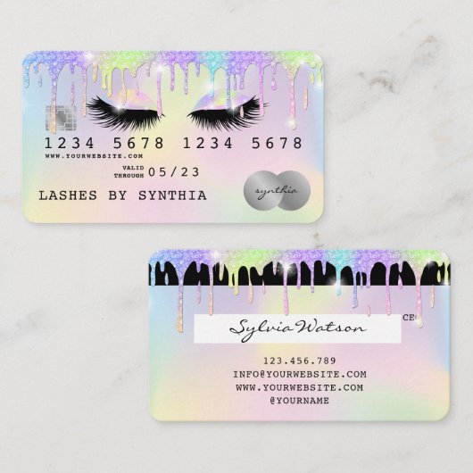 Holograaf Unicorn Modern Credit Card Lashes Visitekaartje (Voorkant / Achterkant)