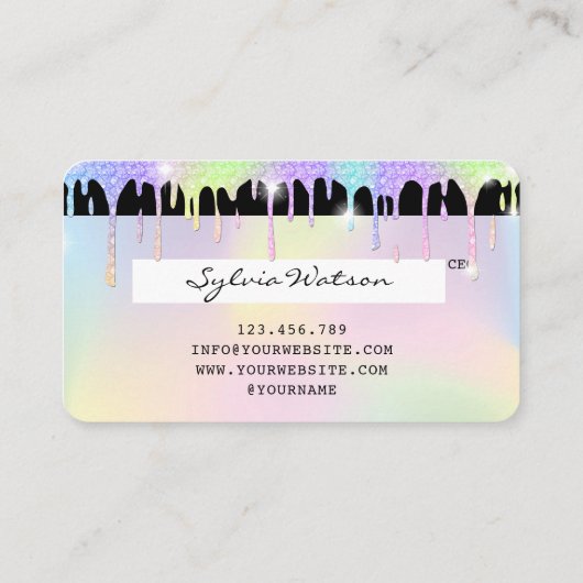 Holograaf Unicorn Modern Credit Card Lashes Visitekaartje (Achterkant)