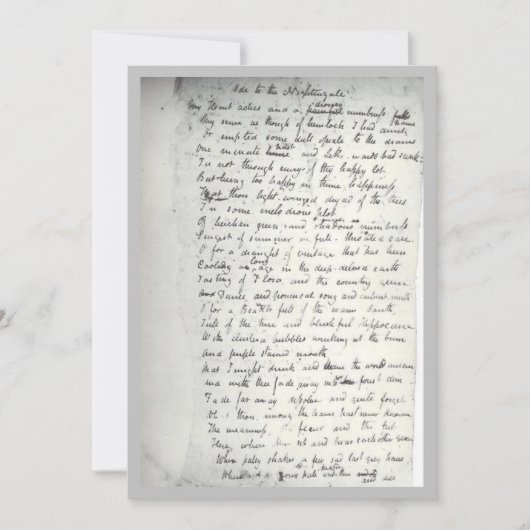 Holograaf van Keats's ode aan een Nightingale (Voorkant)