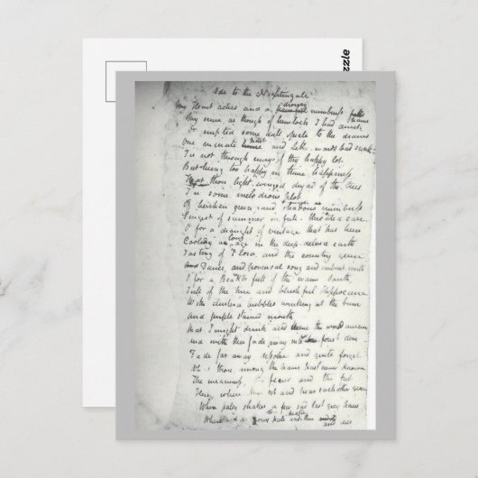 Holograaf van Keats's ode aan een Nightingale Briefkaart (Voorkant / Achterkant)