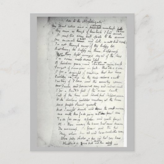 Holograaf van Keats's ode aan een Nightingale Briefkaart (Voorkant)