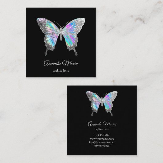 holograaf voor therapeut van blue - vlinder vierkante visitekaartje (Voorkant / Achterkant)