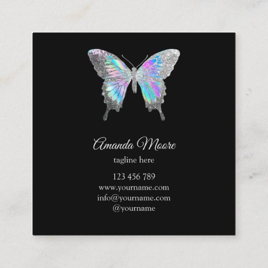 holograaf voor therapeut van blue - vlinder vierkante visitekaartje (Achterkant)