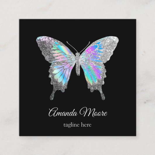 holograaf voor therapeut van blue - vlinder vierkante visitekaartje (Voorkant)