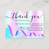 Holograaf Winkel Dank je Discount Code Roze Visitekaartje (Achterkant)