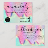 Holograaf Winkel Dank je korting Roze Zeemeermin Visitekaartje (Voorkant / Achterkant)