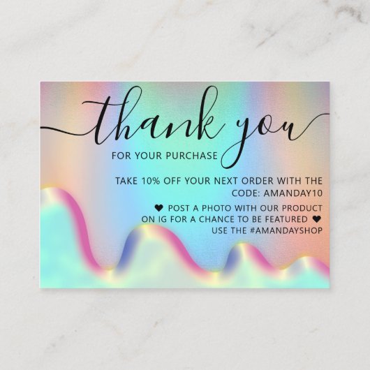 Holograaf Winkelen Bedankt voor je Discount Code O Visitekaartje (Achterkant)
