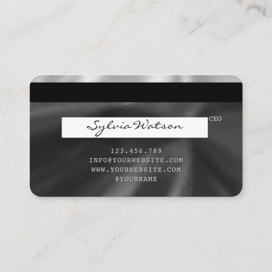 Holograaf zwarte Folie Moderne creditcardKaart Sti Visitekaartje (Achterkant)