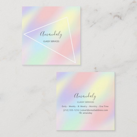 Holograafgeometrie Unicorn Abstract Professional Vierkante Visitekaartje (Voorkant / Achterkant)