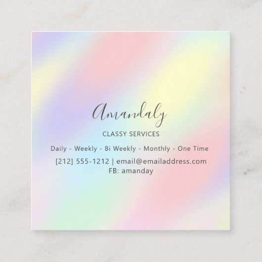 Holograafgeometrie Unicorn Abstract Professional Vierkante Visitekaartje (Achterkant)