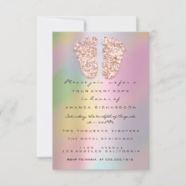 HolograafGlitter stuurt Roos Gold Baby shower Feet Kaart