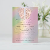 HolograafGlitter stuurt Roos Gold Baby shower Feet Kaart (Staand voorkant)
