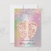 HolograafGlitter stuurt Roos Gold Baby shower Feet Kaart (Achterkant)