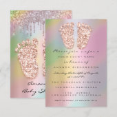 HolograafGlitter stuurt Roos Gold Baby shower Feet Kaart (Voorkant / Achterkant)