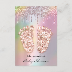 HolograafGlitter stuurt Roos Gold Baby shower Feet Kaart