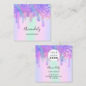 Holografen Blue Drip Cosmetics Nails Custom Logo Vierkante Visitekaartje (Voorkant / Achterkant)