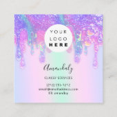 Holografen Blue Drip Cosmetics Nails Custom Logo Vierkante Visitekaartje (Achterkant)