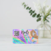 Holografen Credit Kaart Nail Tech QR Code Visitekaartje (Staand voorkant)